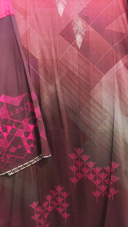 Semi Stitched Chanderi Casual Suitset