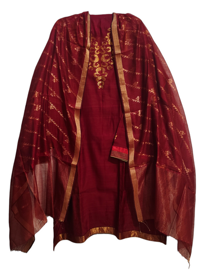 Semi Stitched Formal chanderi Suitset