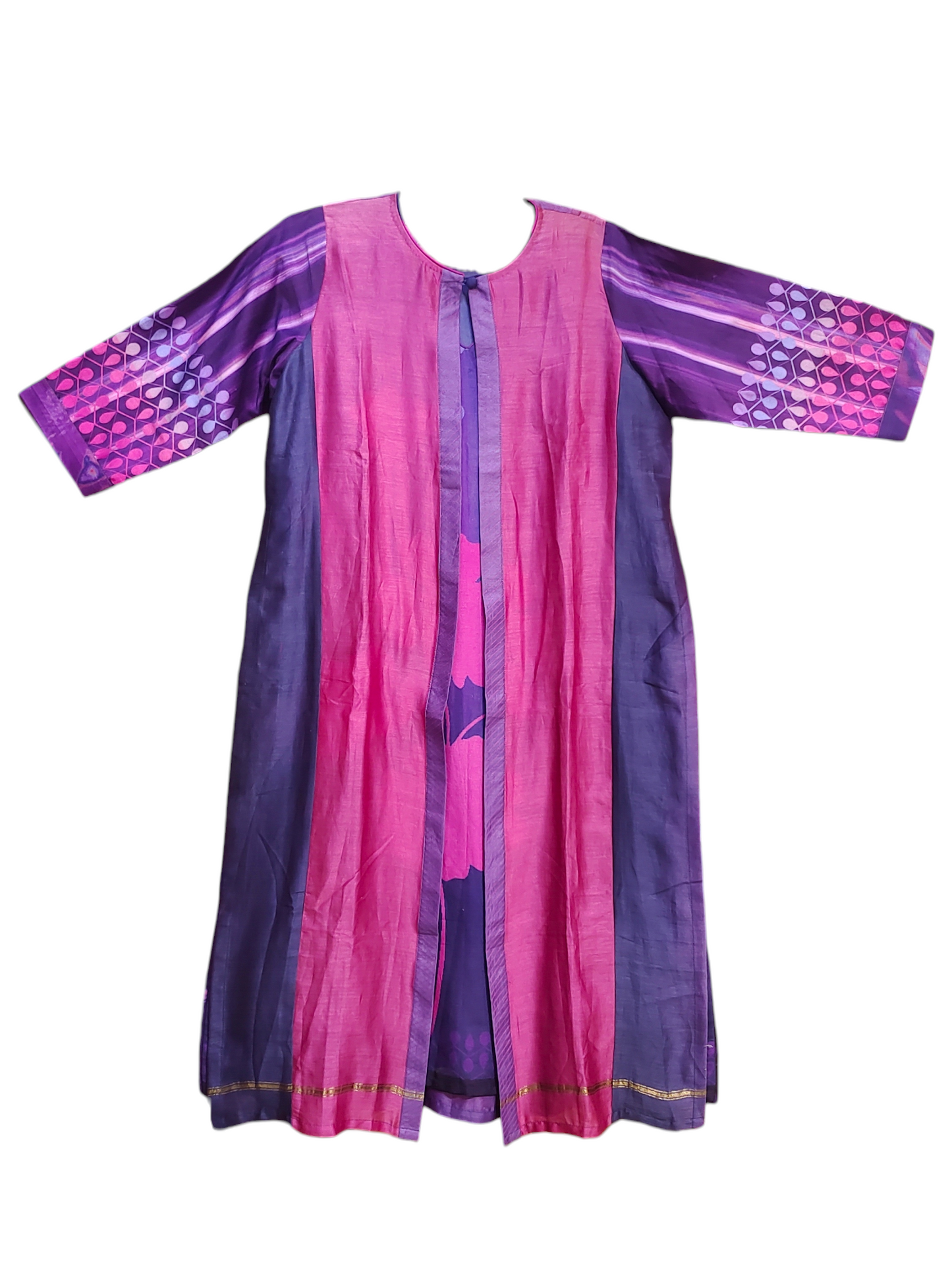 Semi Stitched Casual Chanderi dress set