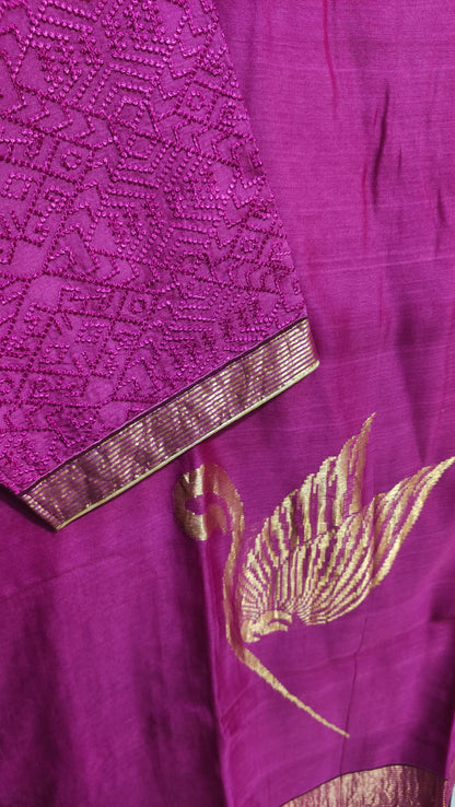 Semi Stitched Formal Chanderi Suitset