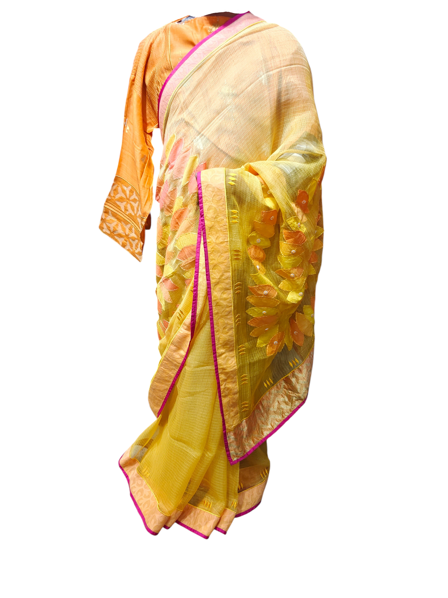 Formal Chanderi Leaf Applique Saree