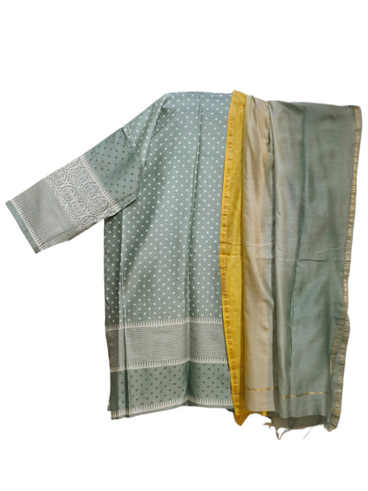 Semi Stitched Chanderi Casual suitset