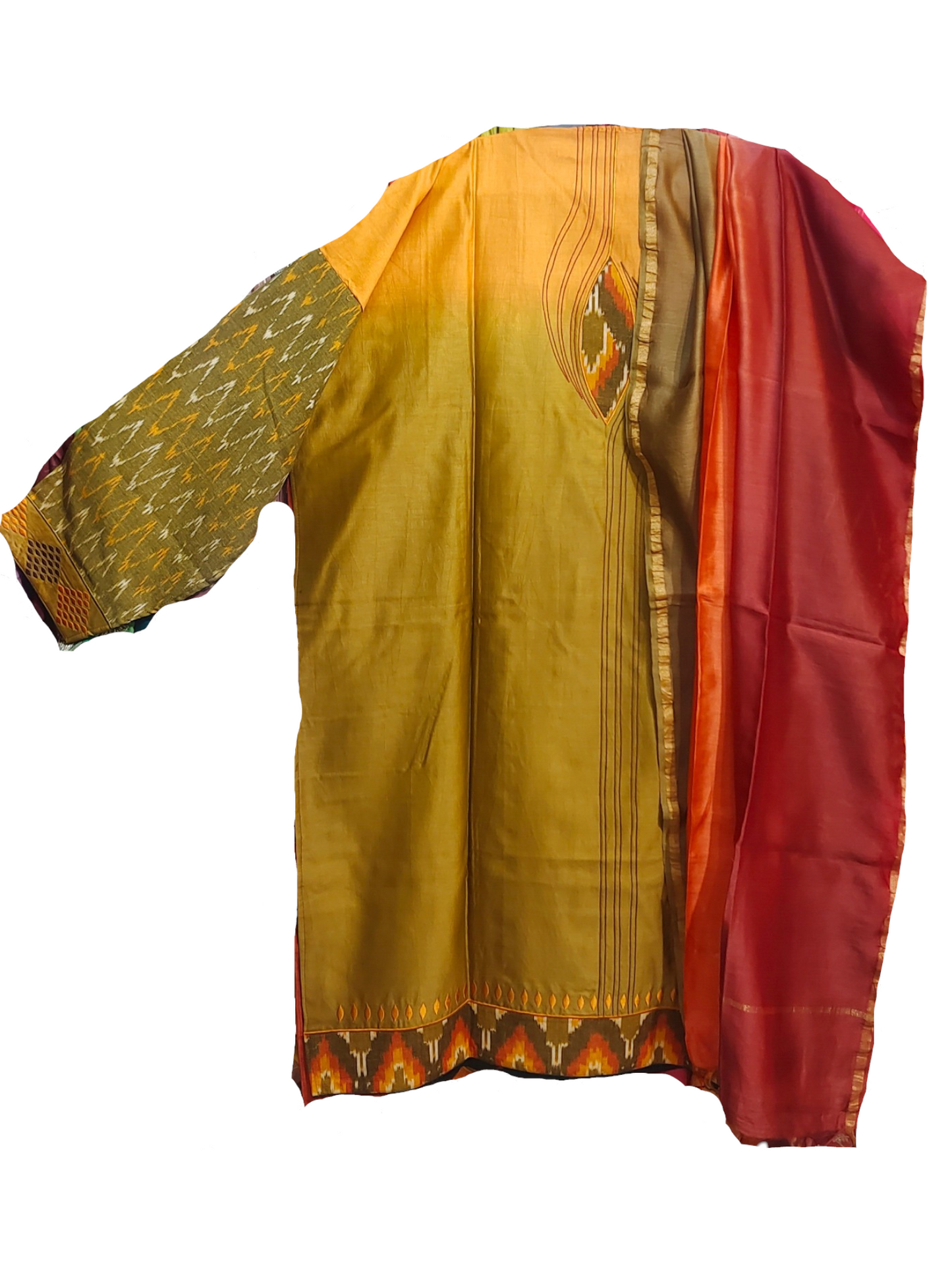 Semi Stitched Chanderi Formal Suitset