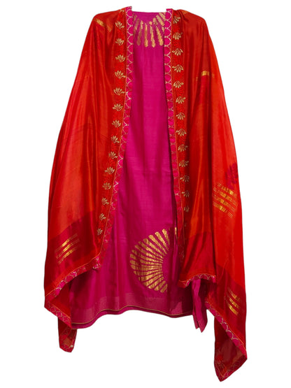 Semi Stitched Chanderi Formal Suitset