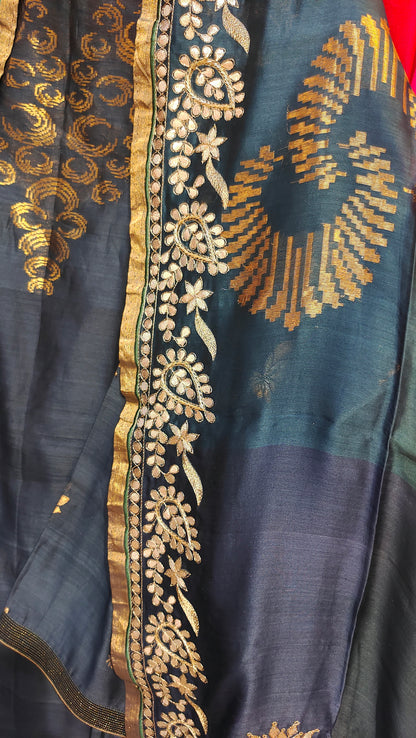 Semi Stitched Formal chanderi Suitset