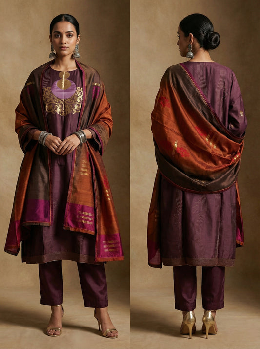 Semi Stitched Formal Chanderi Suitset