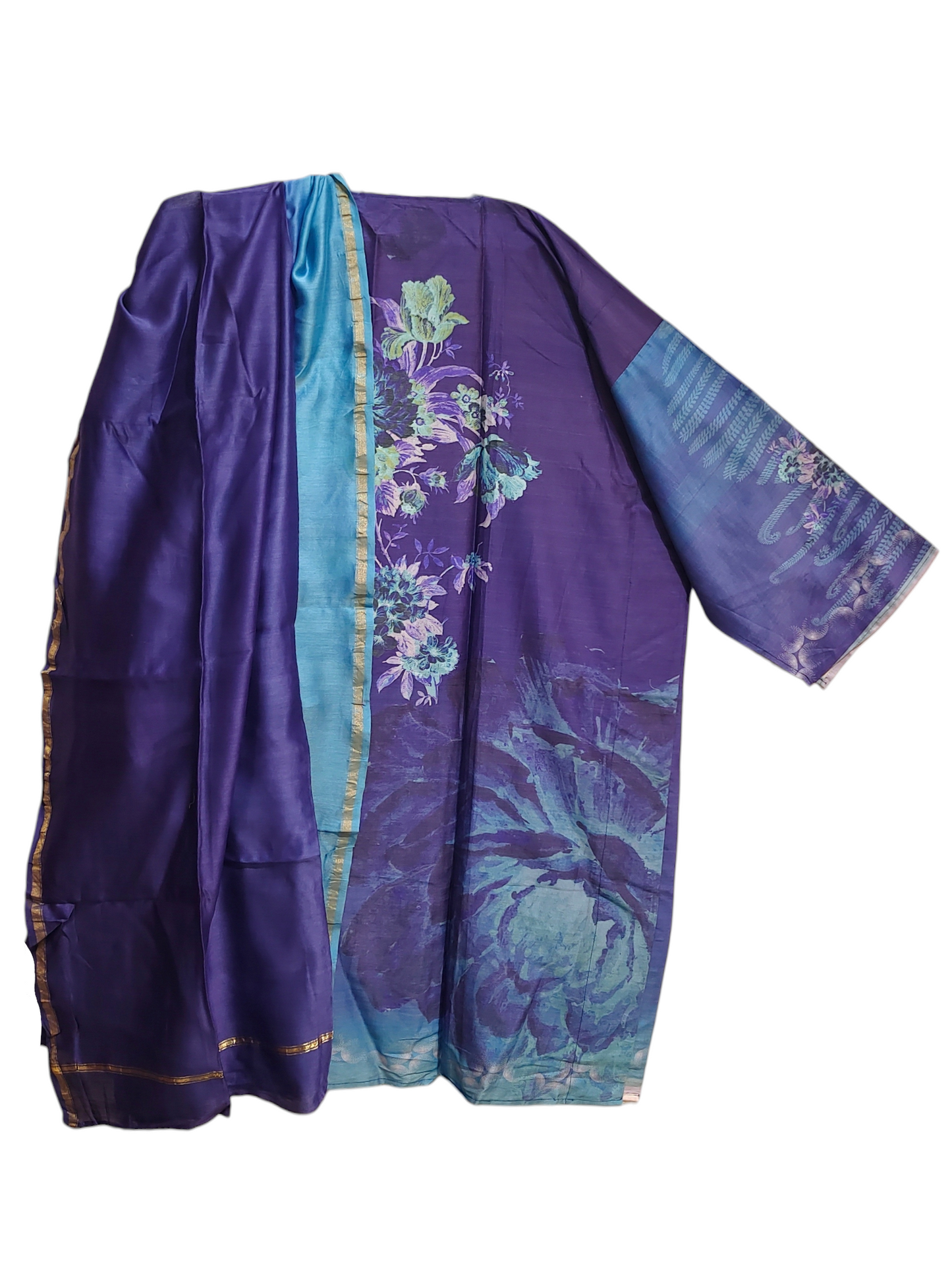 Semi Stitched Casual Chanderi Suitset