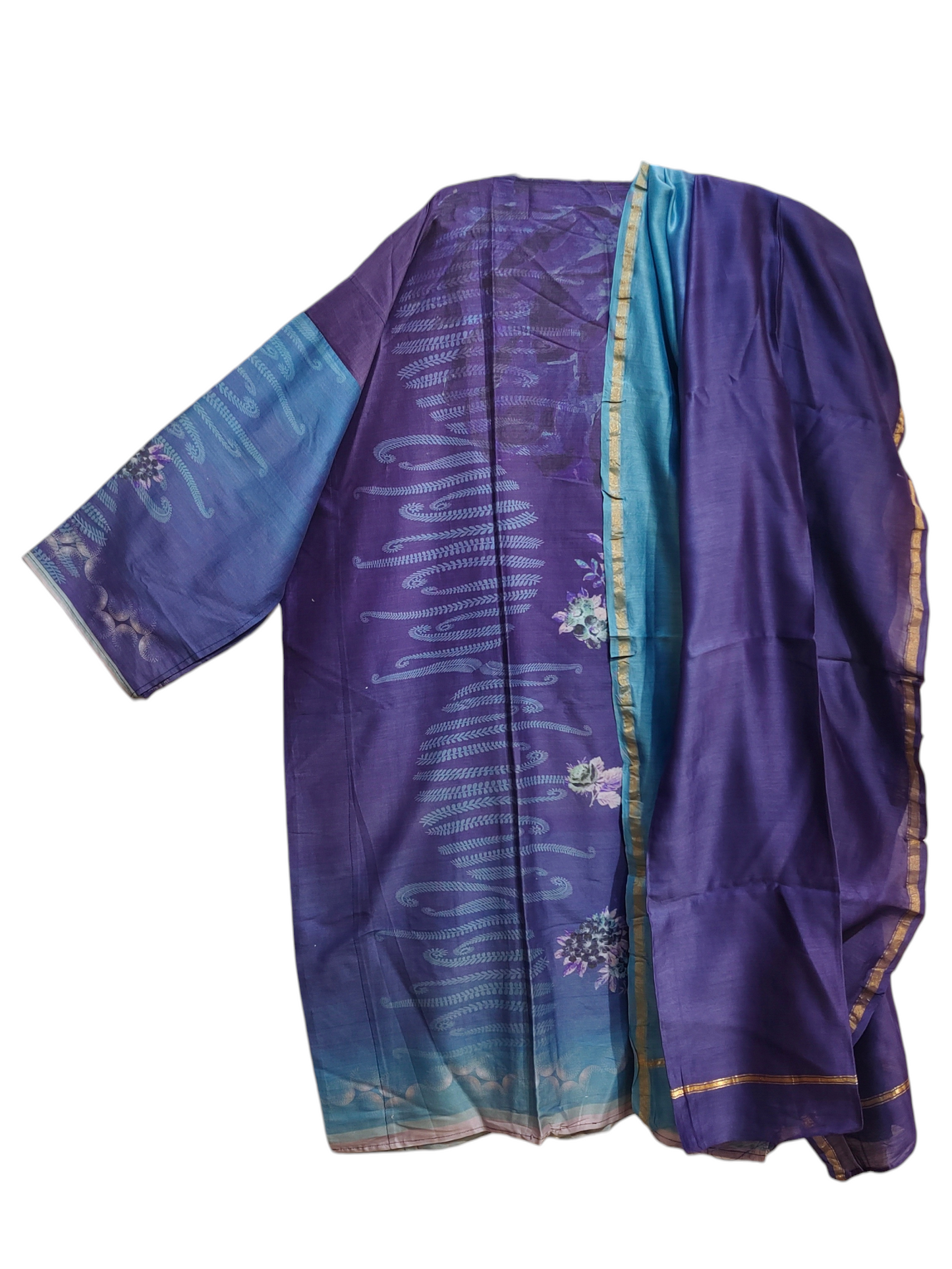 Semi Stitched Casual Chanderi Suitset