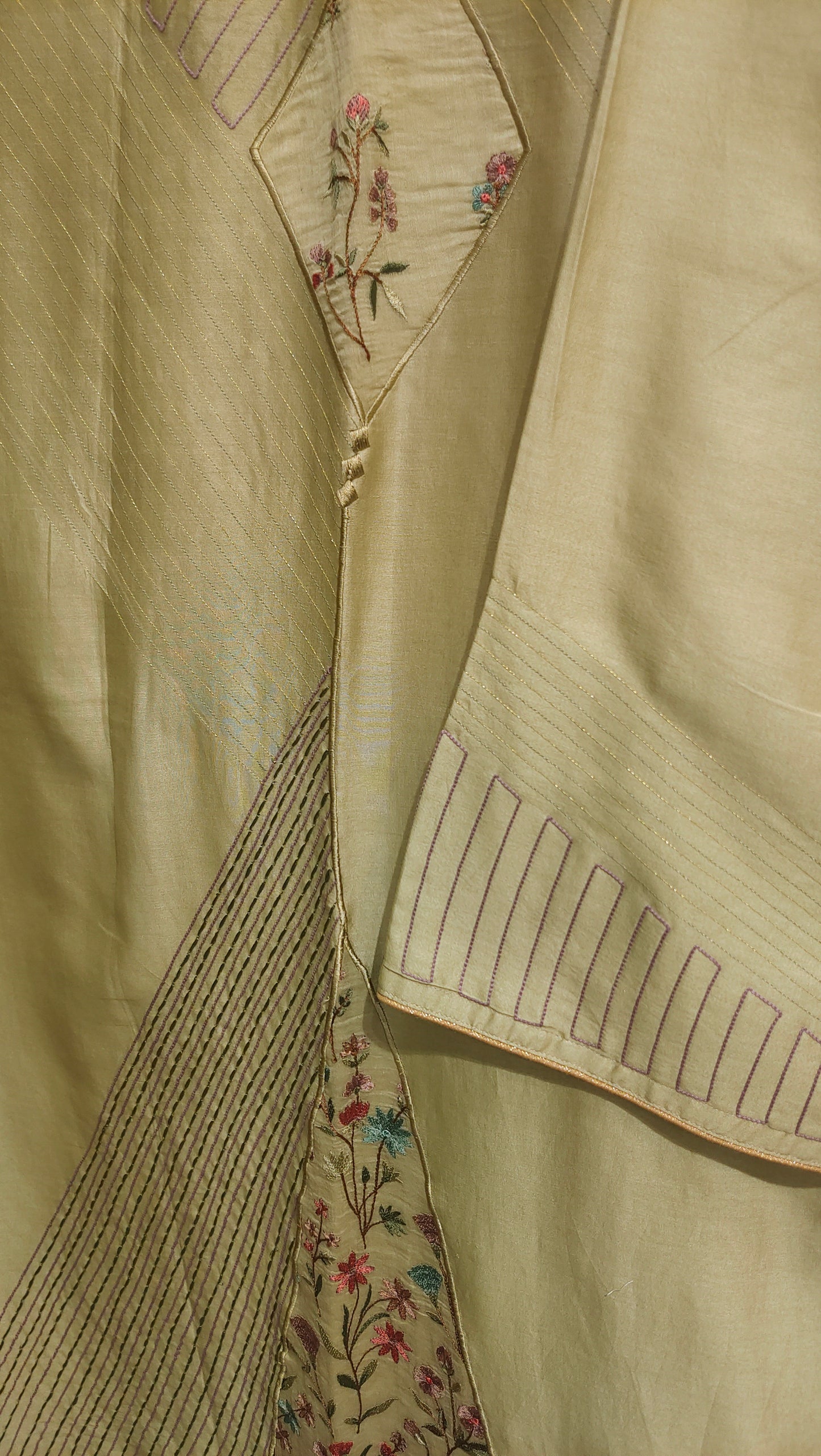 Semi Stitched Chanderi Formal Suitset