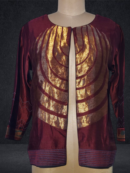 Stitched Chanderi Zariwoven Short Jacket