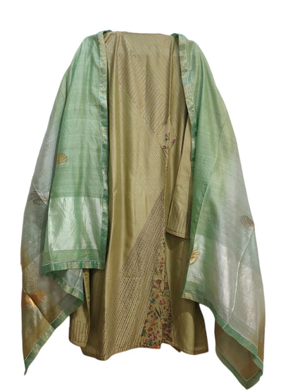 Semi Stitched Chanderi Formal Suitset