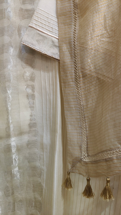 Semi Stitched Chanderi Formal Suitset