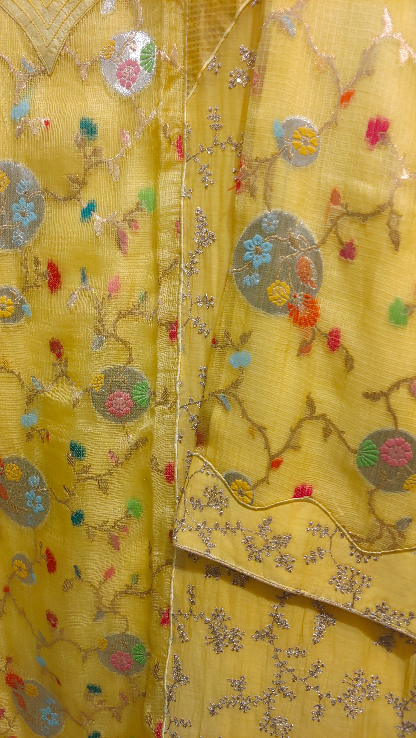 Semi Stitched Chanderi Formal Suitset
