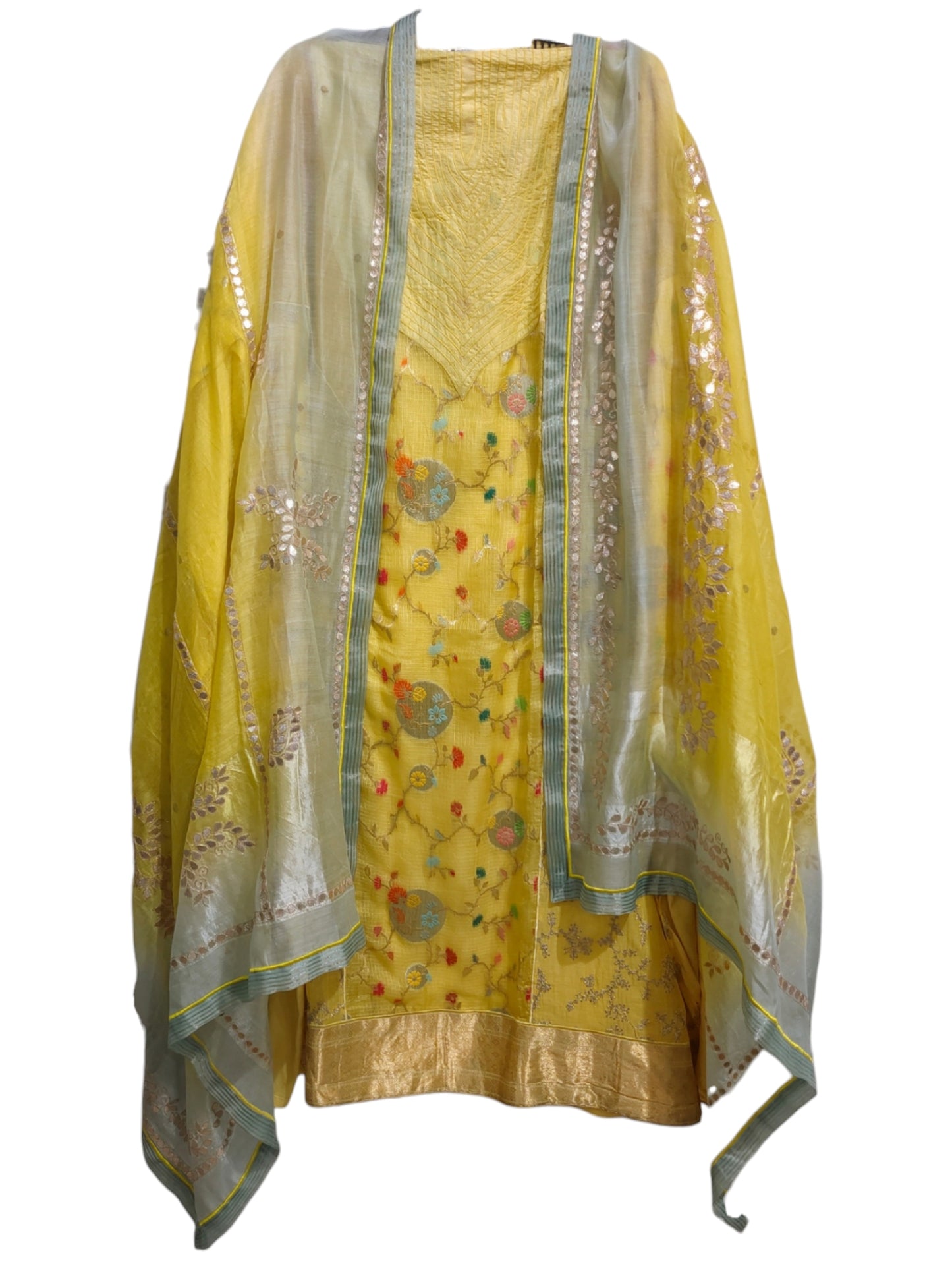 Semi Stitched Chanderi Formal Suitset