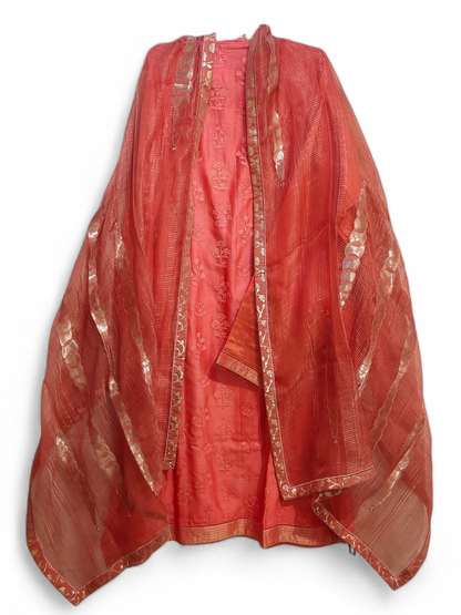 Semi Stitched Formal chanderi Suitset