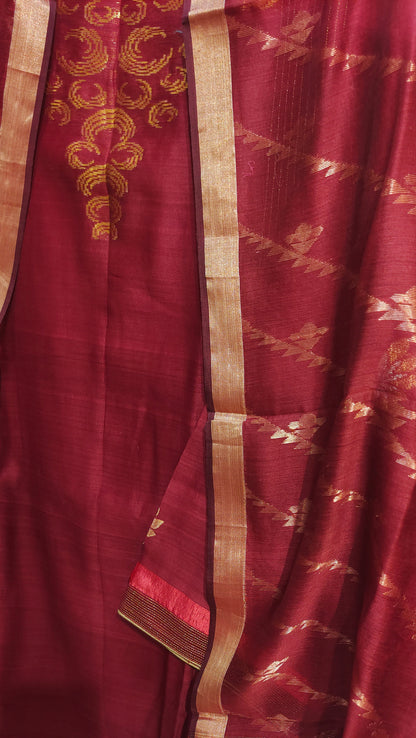 Semi Stitched Formal chanderi Suitset