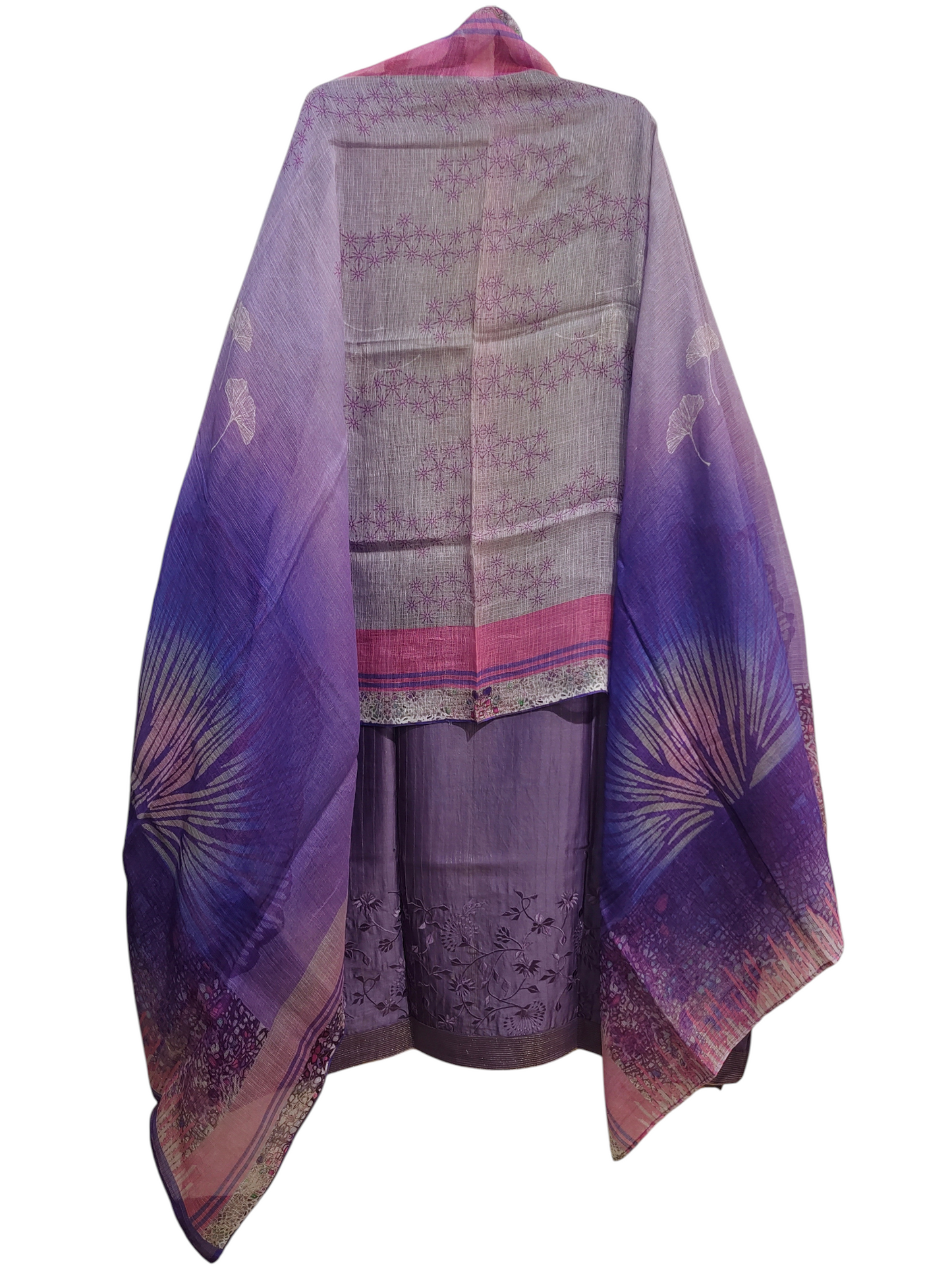 Semi Stitched Casual Chanderi Suitset