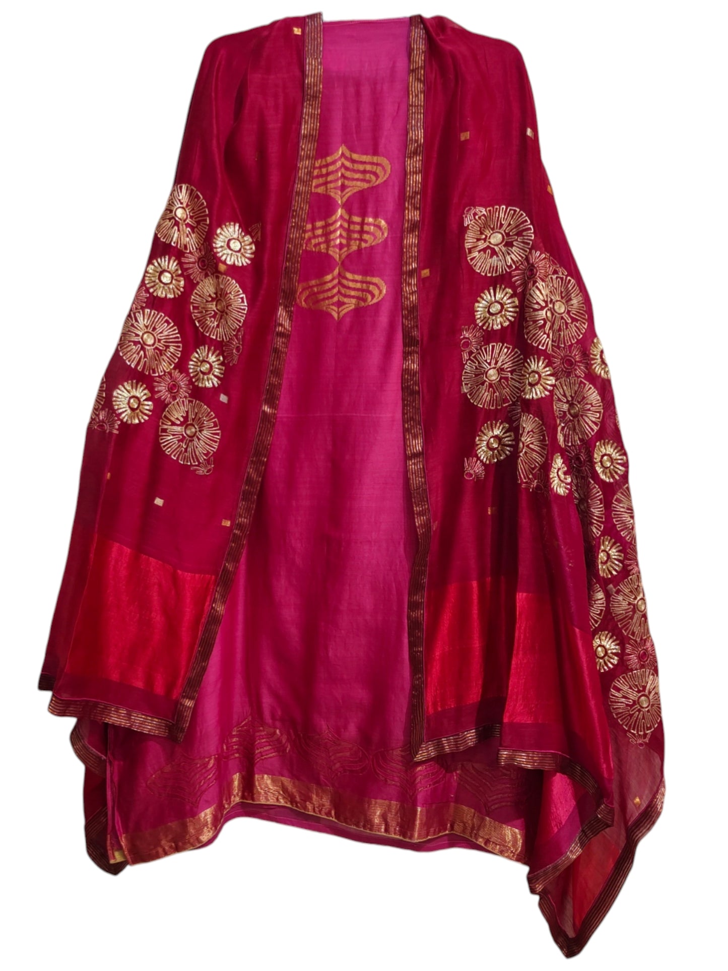 Semi Stitched Chanderi Formal Suitset