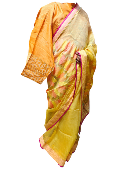 Formal Chanderi Leaf Applique Saree