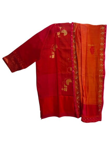 Semi Stitched Chanderi Formal Suitset