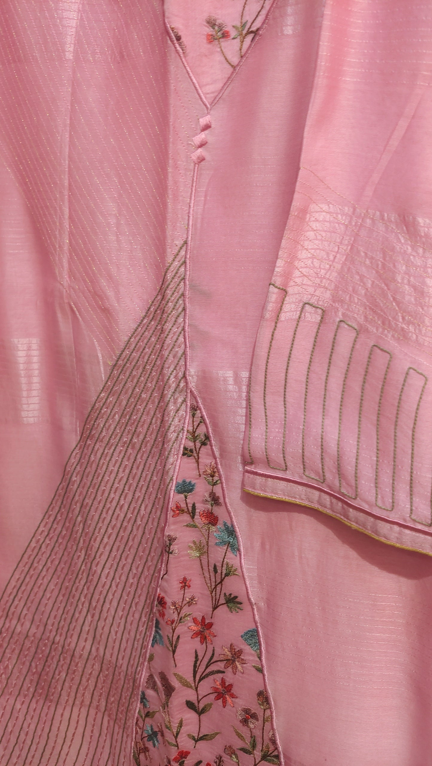 Semi Stitched Chanderi Formal Suitset