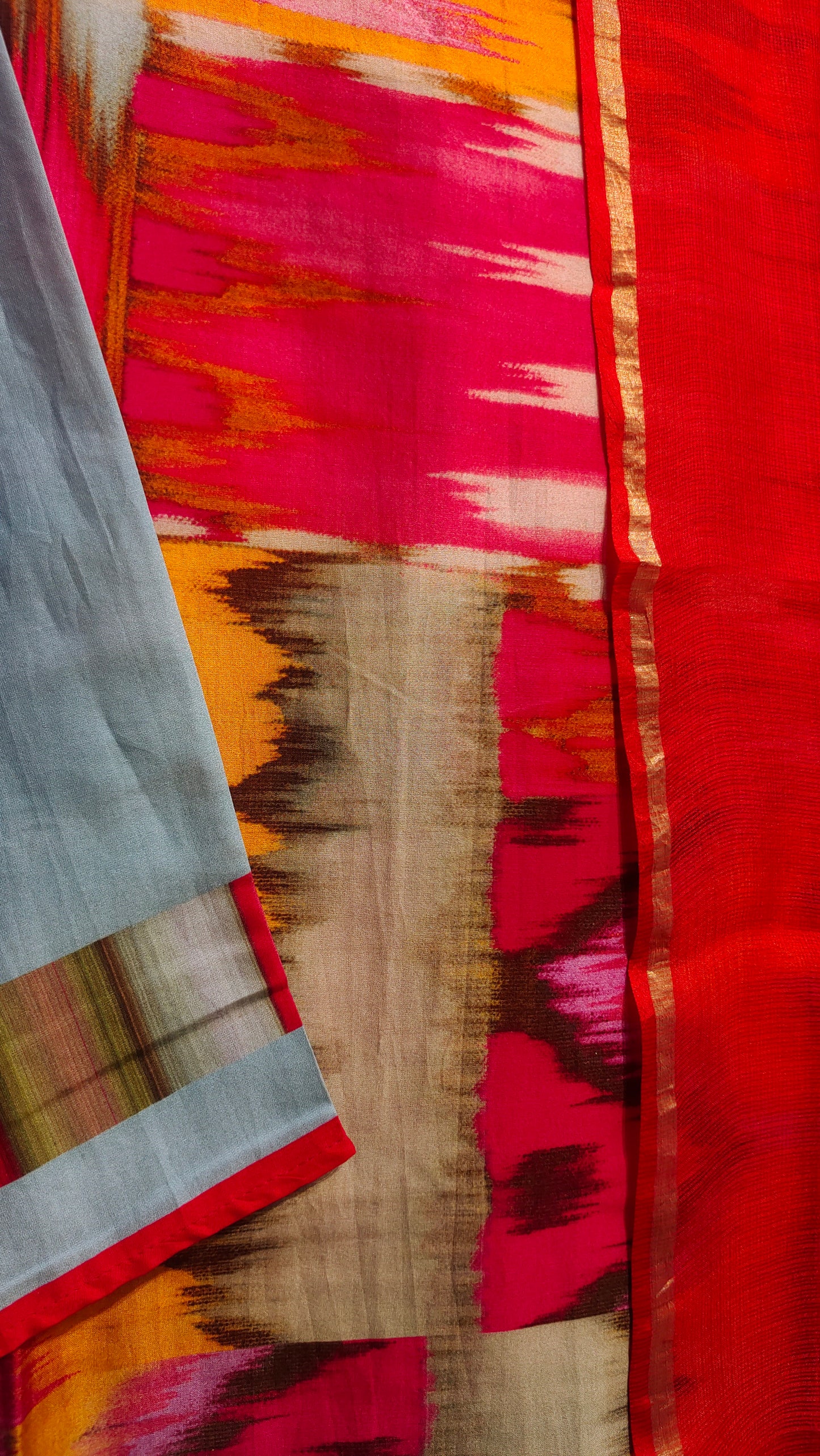 Semi Stitched Chanderi Casual Suitset