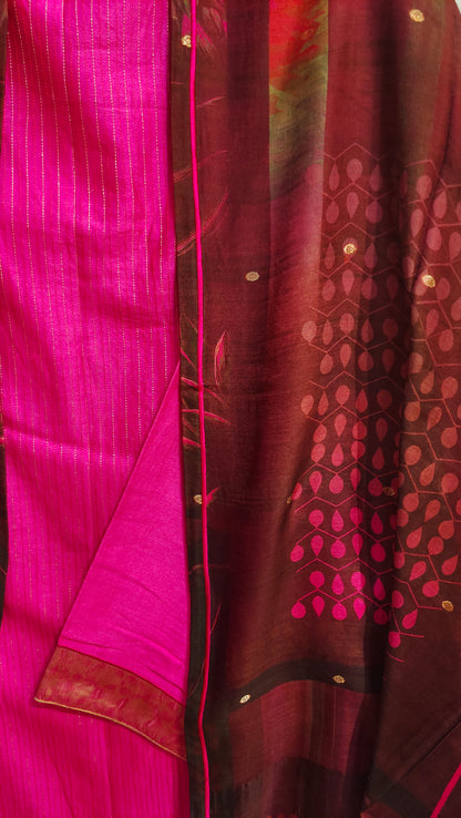 Semi Stitched Formal chanderi Suitset