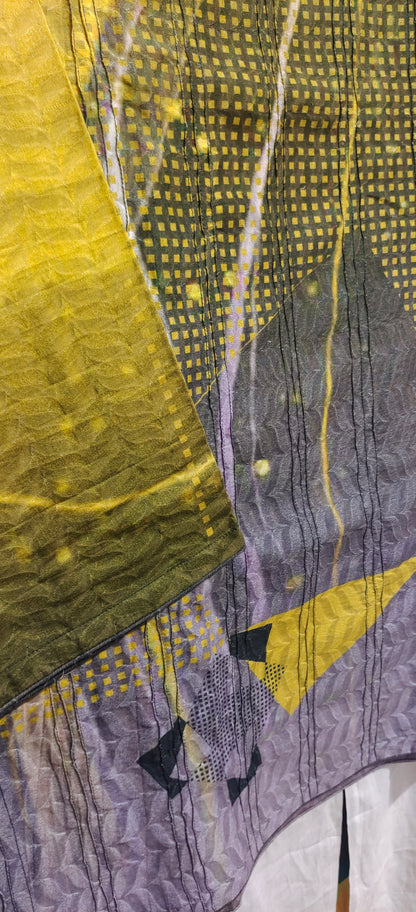 Semistitched Chanderi Digital Printed Short Tunic