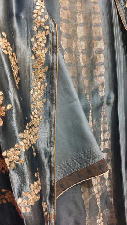 Semi Stitched Chanderi Formal Suitset