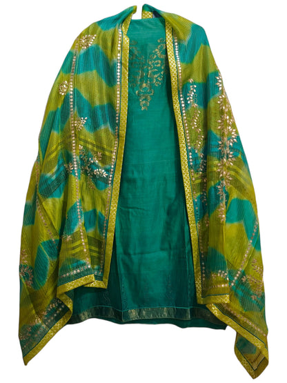 Semi Stitched Chanderi Formal Suitset