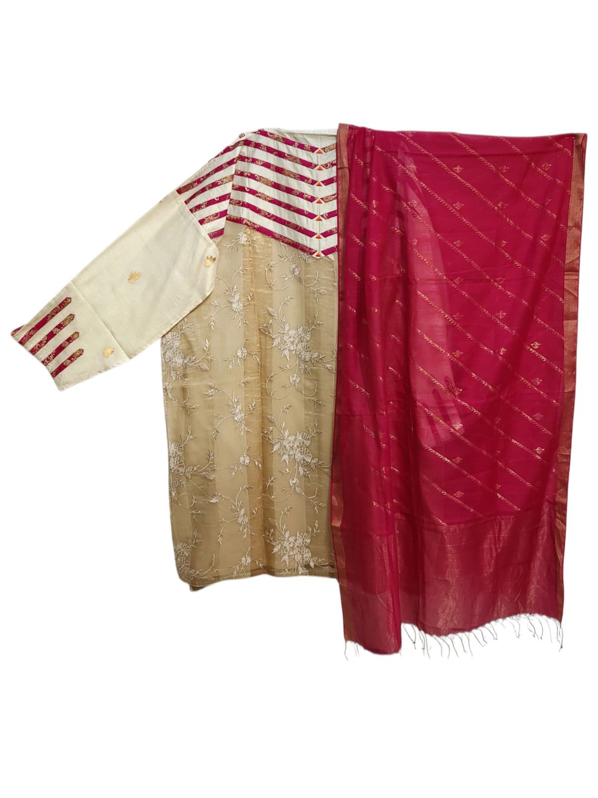 Semi Stitched Chanderi Formal Suitset