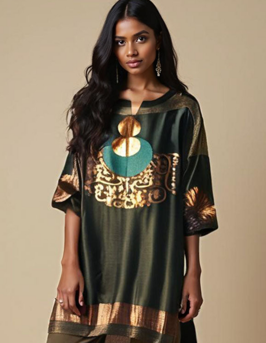 Semistitched Chanderi Zariwoven Short Tunic