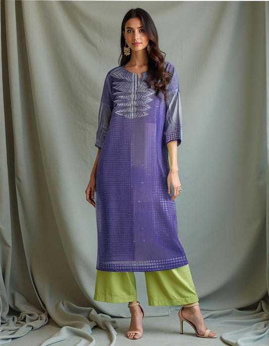 Semistitched chanderi printed kurta