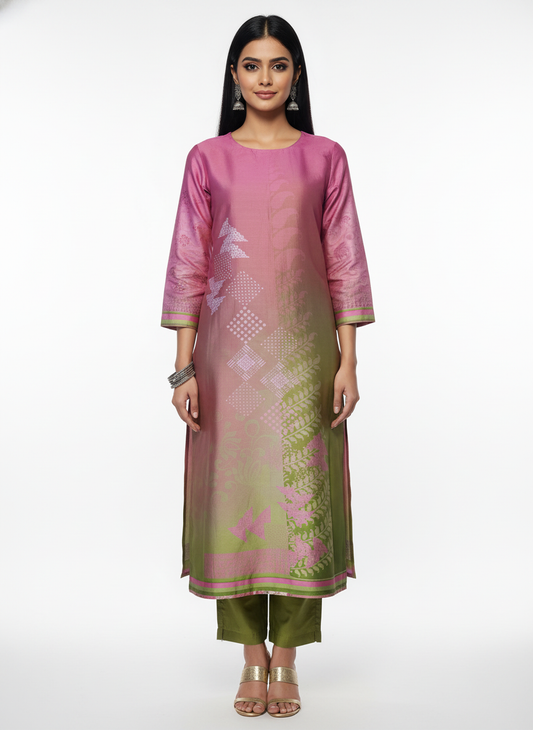 Semi Stitched Chanderi Kurta