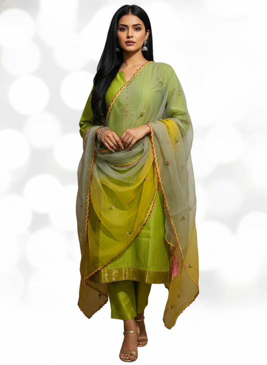 Semi Stitched Formal Chanderi Suitset