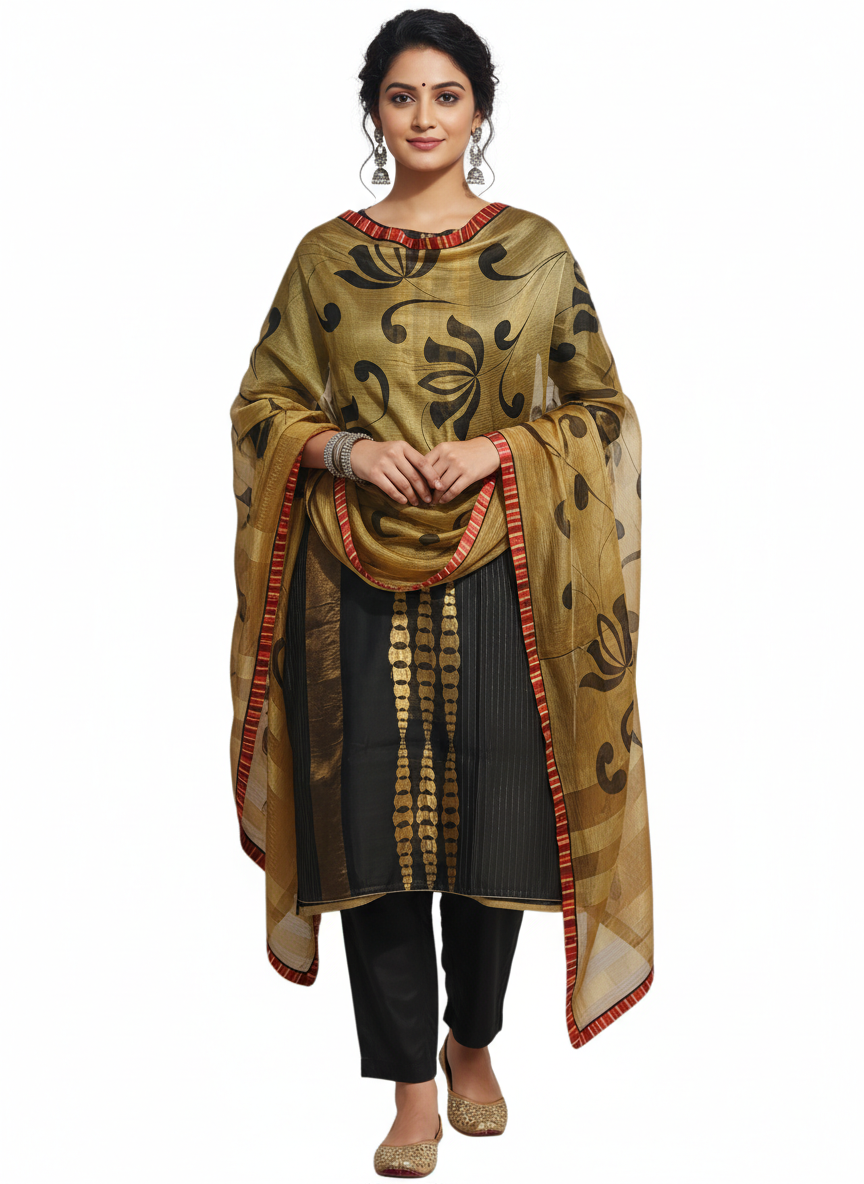 Semi Stitched Formal chanderi Suitset