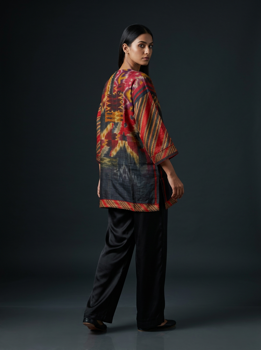 Semistitched Chanderi Digital Printed Short Tunic