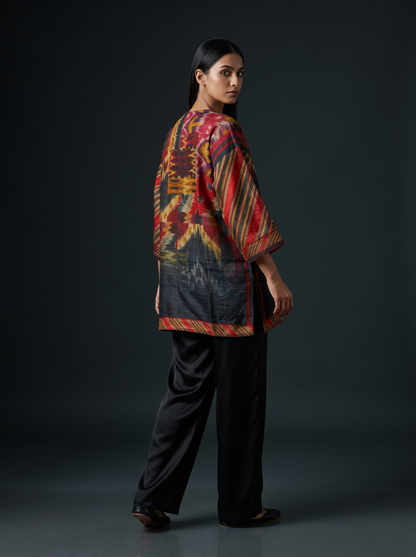 Semistitched Chanderi Digital Printed Short Tunic