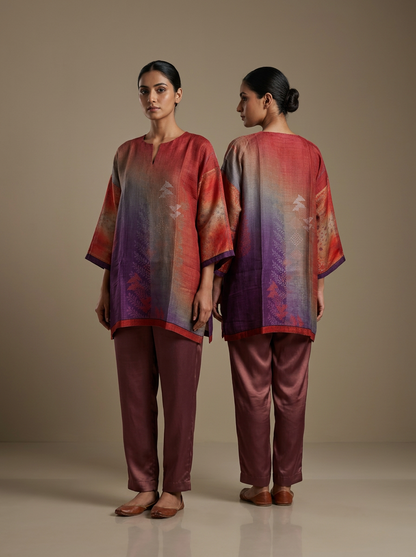 Semistitched kota silk linen Digital Printed Tunic