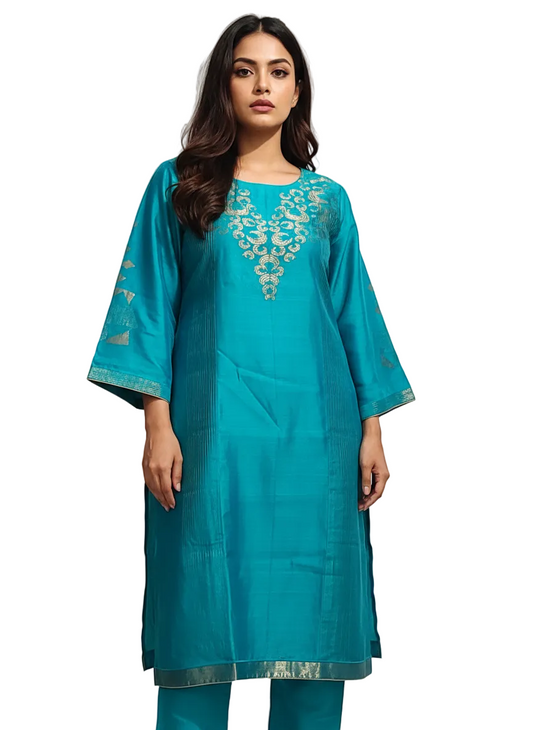Semi Stitched Formal chanderi Kurta