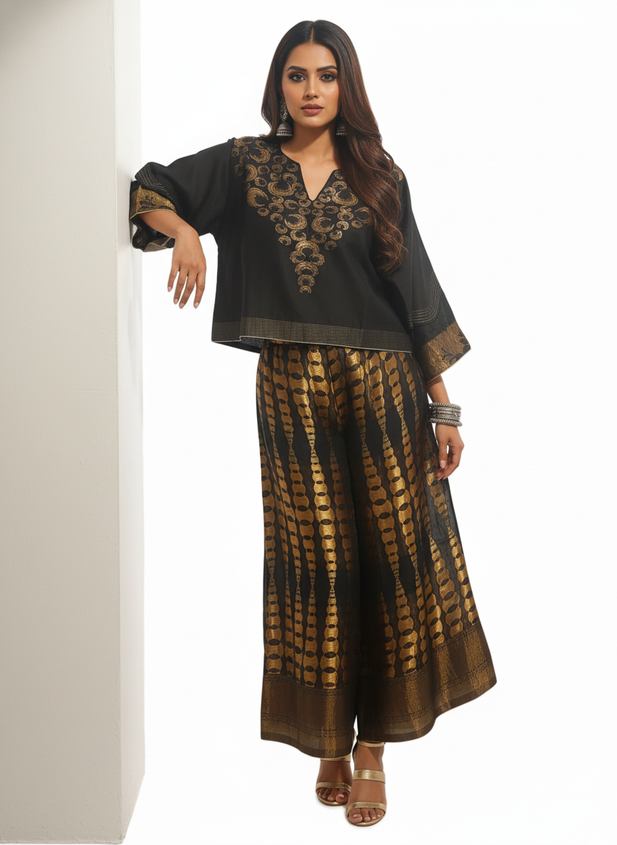Indowestern chanderi formal flared plazzo pant VISHAL KAPUR STUDIO