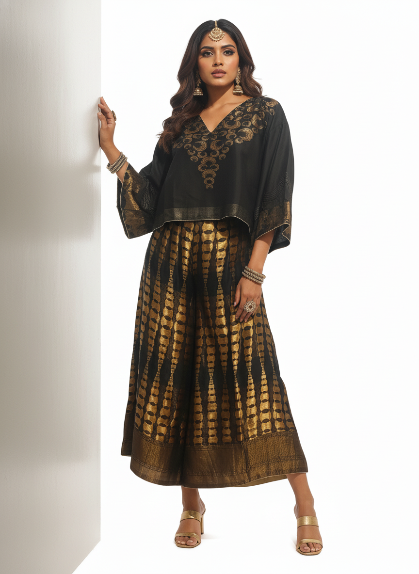 Indowestern chanderi formal flared plazzo pant VISHAL KAPUR STUDIO