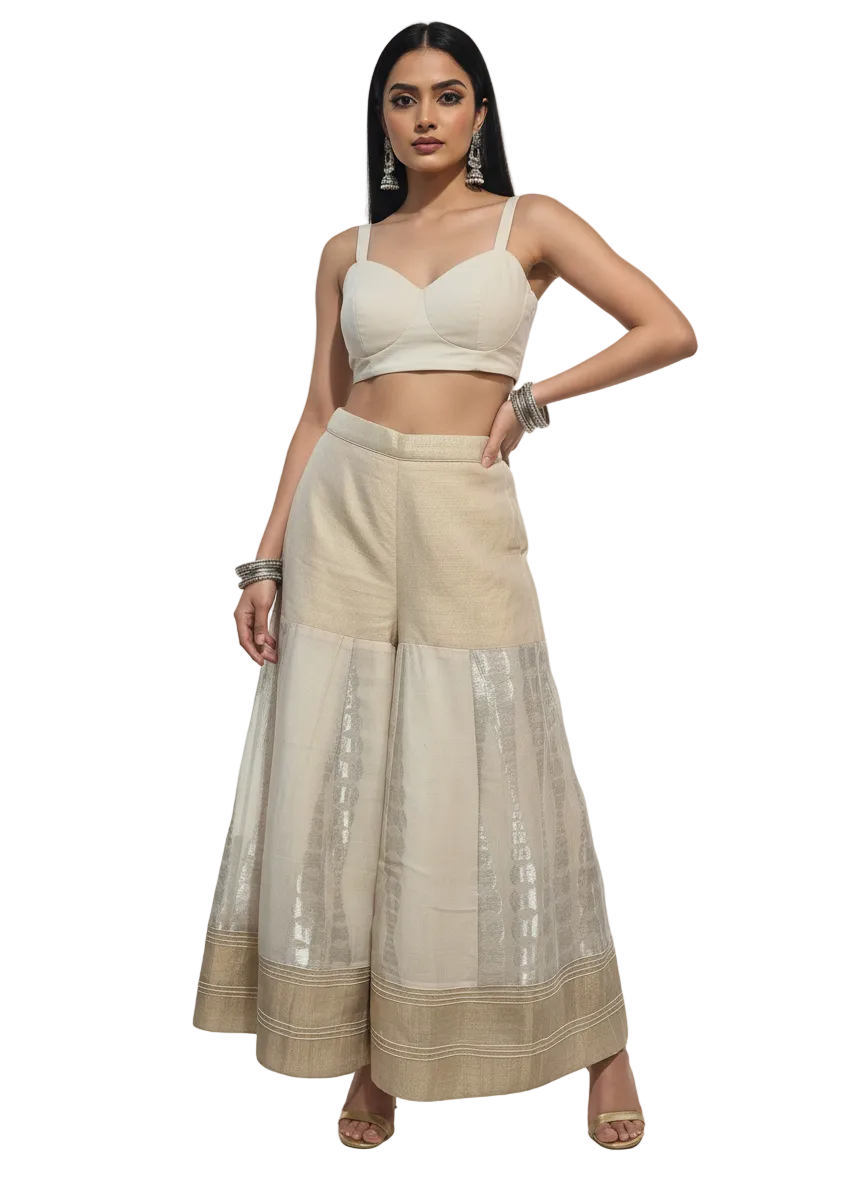 Formal chanderi woven Palazzo pant