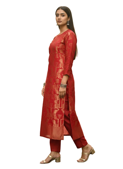 Semi Stitched Formal chanderi Kurta