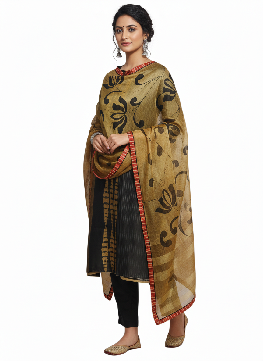Semi Stitched Formal chanderi Suitset