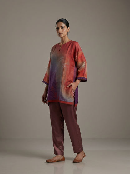 Semistitched kota silk linen Digital Printed Tunic