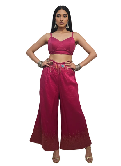 Formal chanderi Embroidered Palazzo pant
