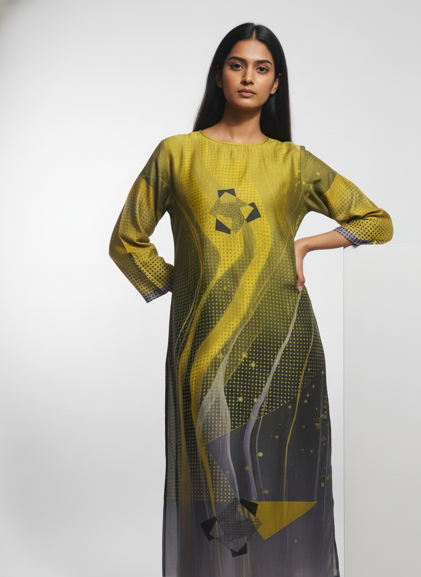 Semi Stitched Chanderi Kurta