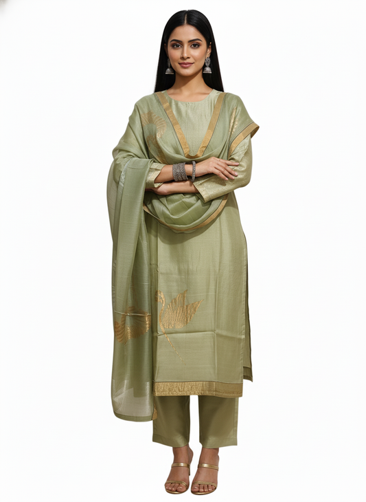 Semi Stitched Formal Chanderi Suitset