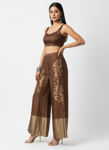 Formal chanderi Embroidered Palazzo pant